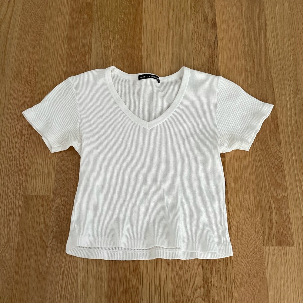 White Brandy Melville Cropped Short Sleeve Top